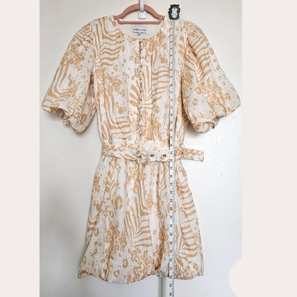 NWT! Sabo Luxe Aura Linen Above Elbow Sleeve Bubble Tulip Mini Dress, S - Picture 4 of 14
